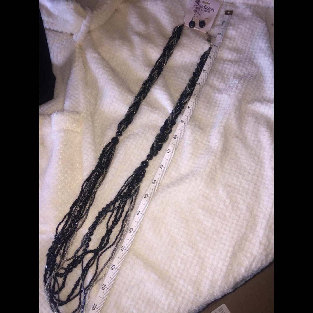 Braided black and silver Madison Ave necklace